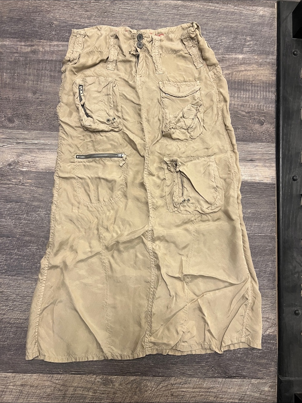 Pete & Greta by Johnny Was Tan Cargo Maxi Skirt Y2K